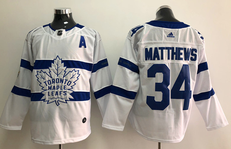 Mens Toronto Maple Leafs #34 Auston Matthews adidas White 2018 NHL Stadium Series Player Jersey