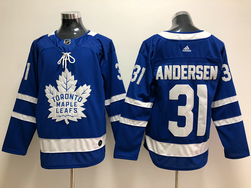 Mens Toronto Maple Leafs #31 Frederik Andersen adidas Home Blue Player Jersey