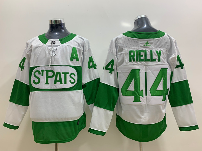 Mens Toronto Maple Leafs #44 Morgan Rielly St. Patrick's Day White Player Jersey