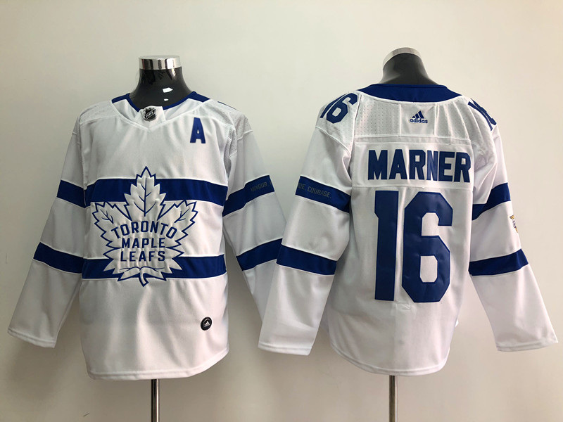 Mens Toronto Maple Leafs #16 Mitchell Marner adidas White 2018 NHL Stadium Series Player Jersey