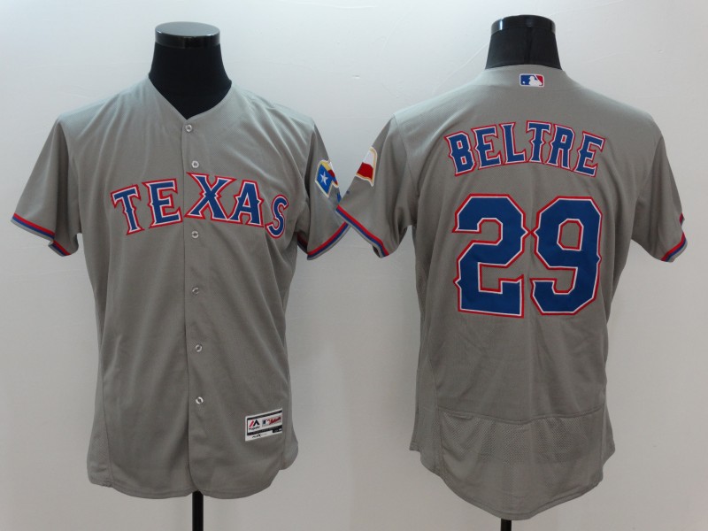 Mens Texas Rangers #29 Adrian Beltre Majestic Grey Flex Base Player Jersey