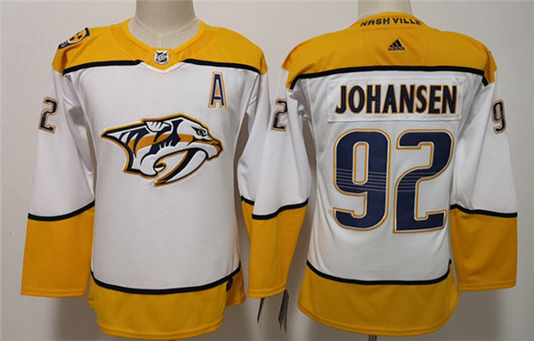 Men's Nashville Predators #92 Ryan Johansen adidas White Away Jersey 