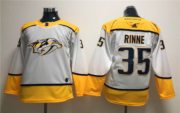 Men's Nashville Predators #35 Pekka Rinne adidas White Away Jersey 