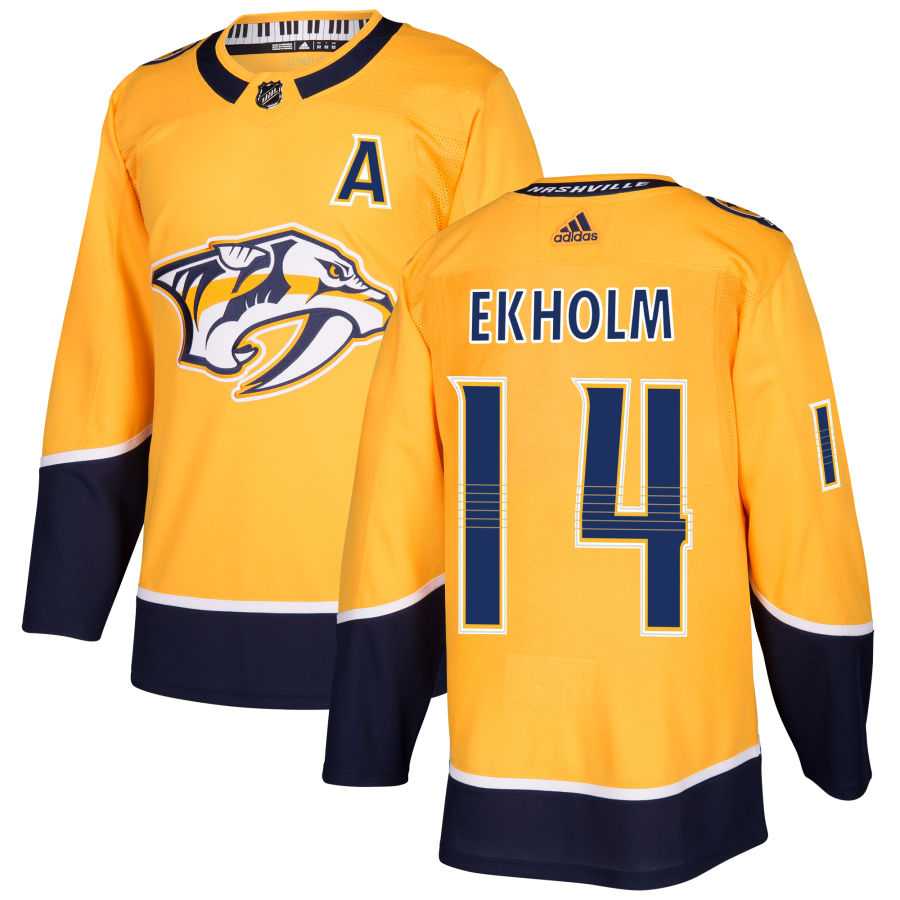 Men's Nashville Predators #14 Mattias Ekholm  adidas Gold Authentic Jersey