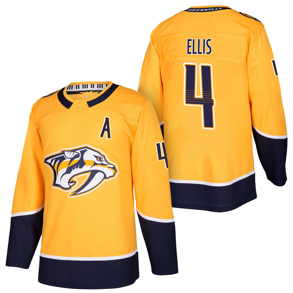 Men's Nashville Predators #4 Ryan Ellis adidas Gold Authentic Jersey