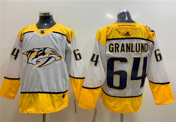 Men's Nashville Predators #64 Mikael Granlund adidas White Away Jersey