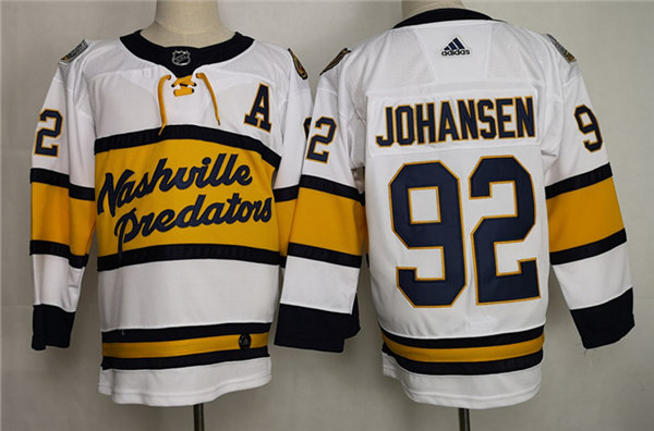 Men's Nashville Predators #92 Ryan Johansen adidas White 2019-20 Winter Classic Jersey