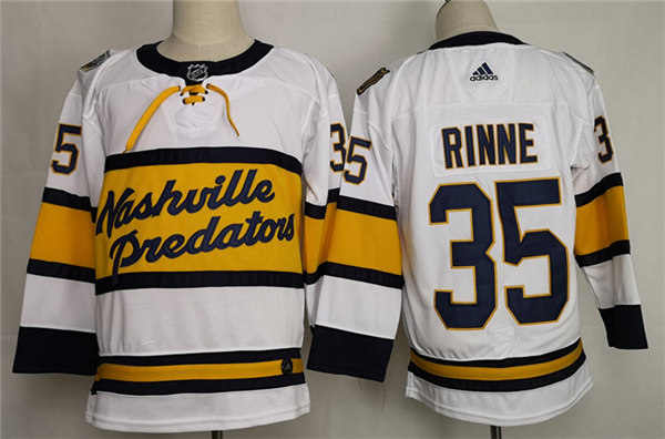 Men's Nashville Predators #35 Pekka Rinne adidas White 2019-20 Winter Classic Jersey