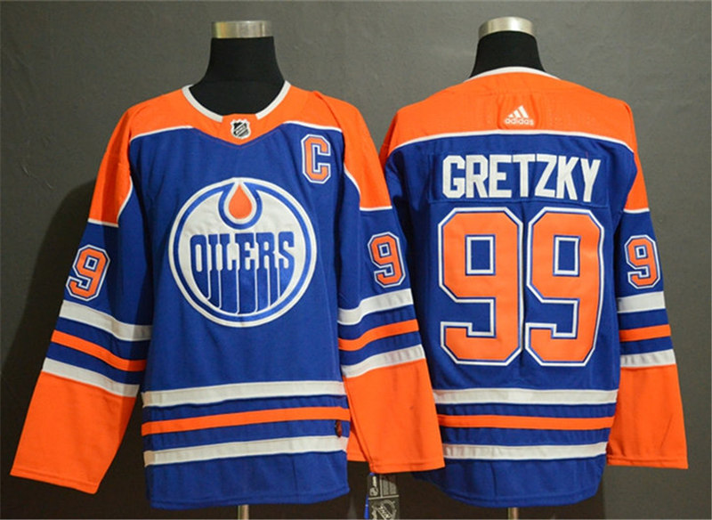 Men's Edmonton Oilers Retired Player #99 Wayne Gretzky adidas Royal  Alternate Jersey