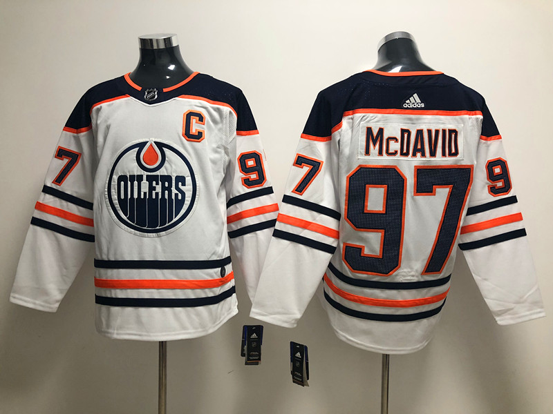 Men's Edmonton Oilers #97 Connor McDavid adidas Away White Jersey