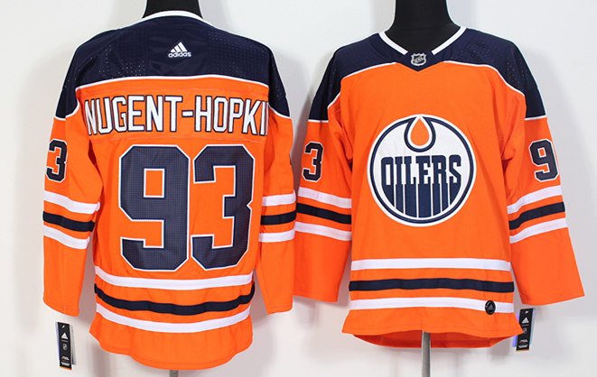 Men's Edmonton Oilers #93 Ryan Nugent-Hopkins adidas Home Orange Jersey