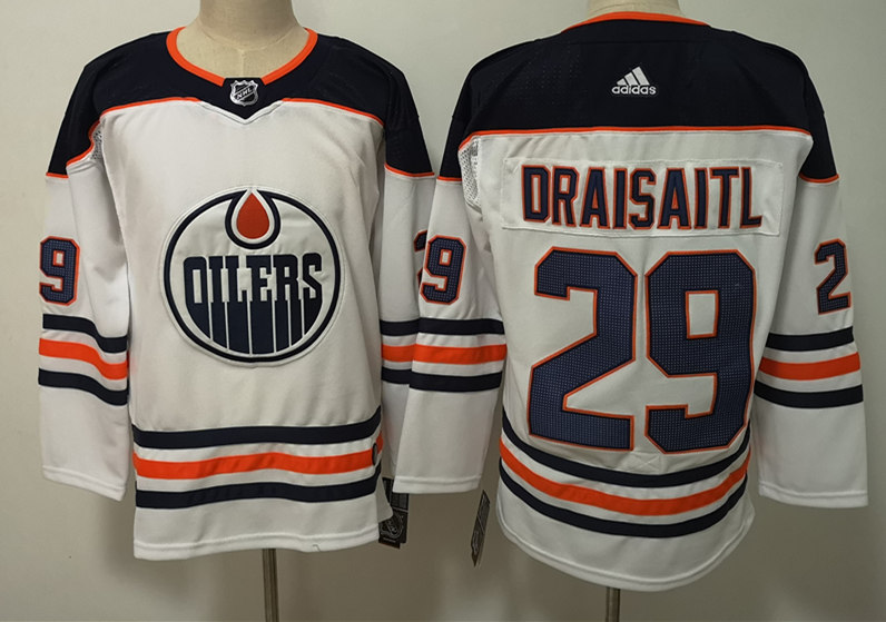 Men's Edmonton Oilers #29 Leon Draisaitl adidas Away White Jersey
