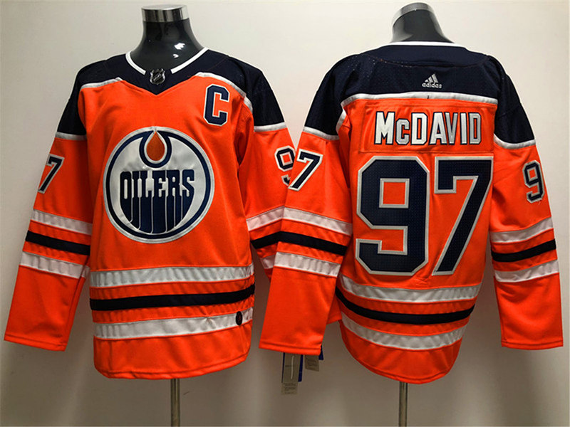 Men's Edmonton Oilers #97 Connor McDavid adidas Home Orange Jersey