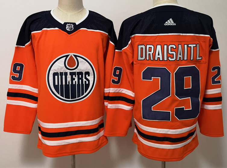 Men's Edmonton Oilers #29 Leon Draisaitl adidas Home Orange Jersey