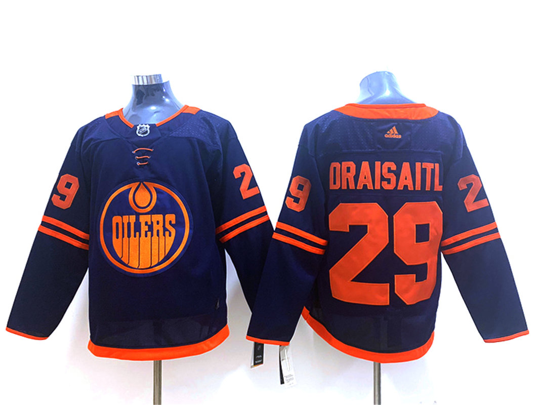 Men's Edmonton Oilers #29 Leon Draisaitl adidas Navy Alternate Jersey