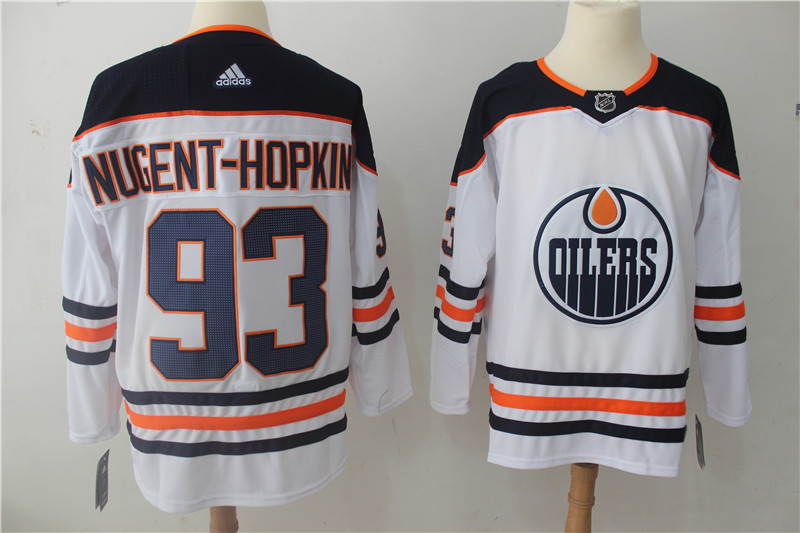 Men's Edmonton Oilers #93 Ryan Nugent-Hopkins adidas Away White Jersey