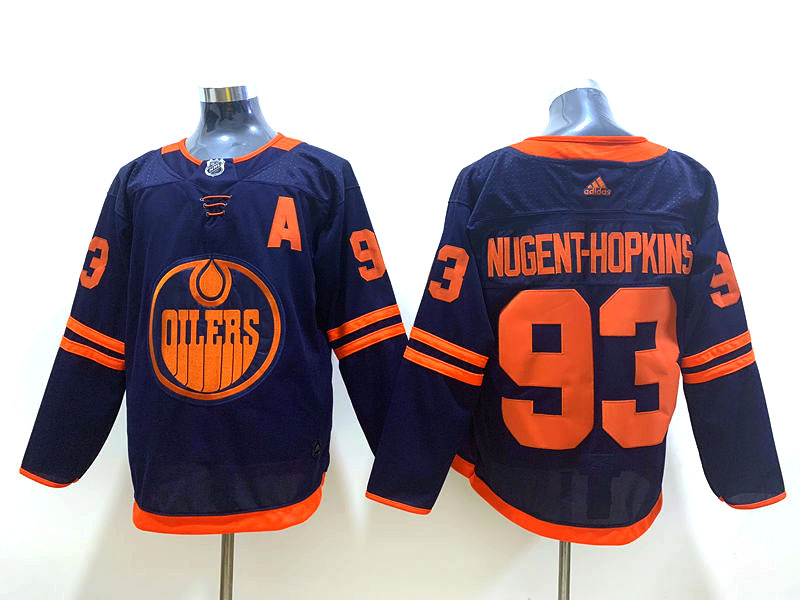 Men's Edmonton Oilers #93 Ryan Nugent-Hopkinsadidas Navy Alternate Jersey