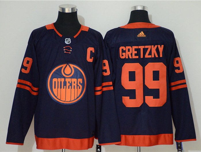 Men's Edmonton Oilers Retired Player #99 Wayne Gretzky adidas Navy Alternate Jersey