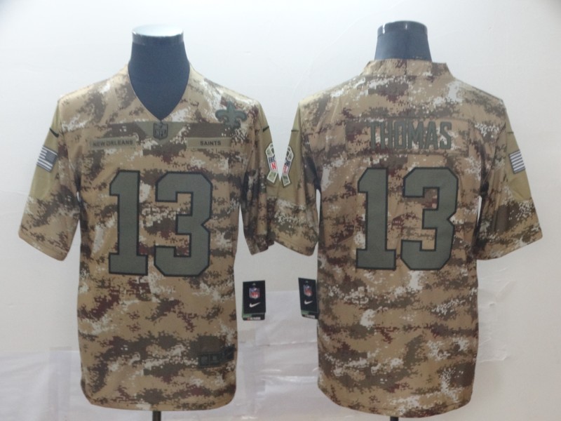 Men's New Orleans Saints #13 Michael Thomas Nike Camo Salute to Service Limited Jersey