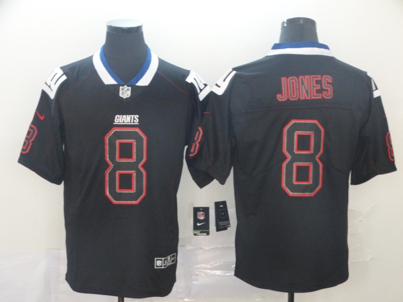 Men's New York Giants #8 Daniel Jones Nike Lights Out Black Color Rush Limited Jersey