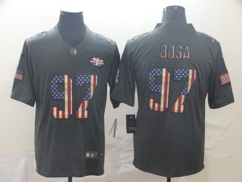 Men's San Francisco 49ers #97 Nick Bosa  Nike USA Flag Retro Football Jersey