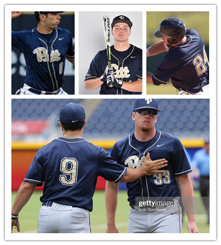 Mens Pittsburgh Panthers Custom Nike Navy Button College Baseball Jersey