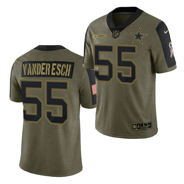 Mens Dallas Cowboys #55 Leighton Vander Esch Nike Olive 2021 Salute To Service Limited Jersey