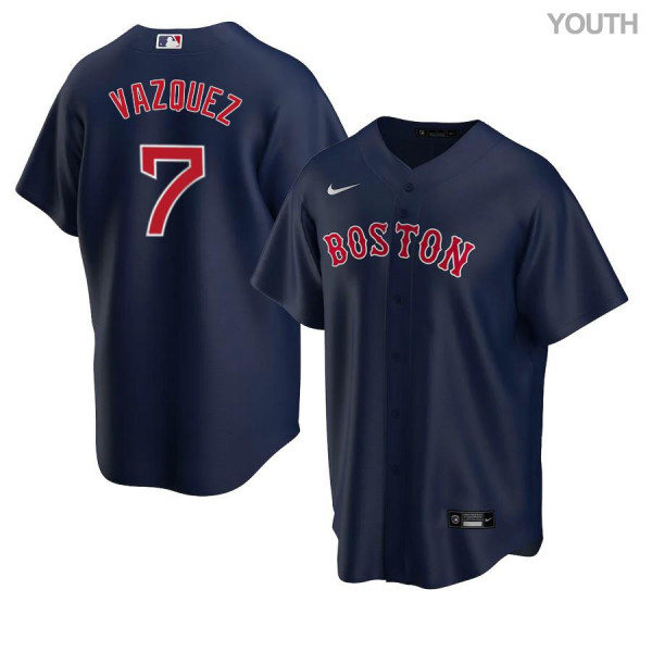 Youth Boston Red Sox #7 Christian Vazque Nike Navy Alternate Cool Base Jersey