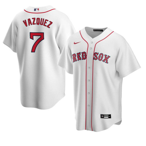 Mens Boston Red Sox #7 Christian Vazque Nike White Home with Name Cool Base Jersey