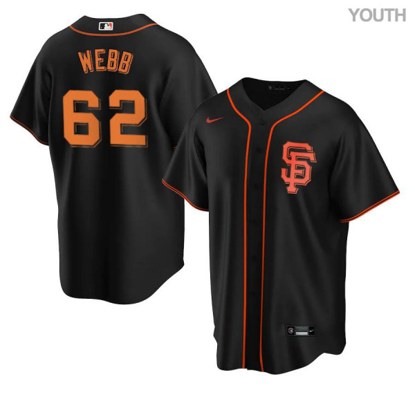 Youth San Francisco Giants #62 Logan Webb Nike Black Alternate Coolbase Jersey