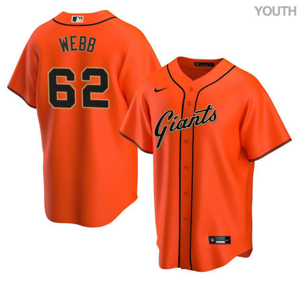 Youth San Francisco Giants #62 Logan Webb Nike Orange Alternate Coolbase Jersey
