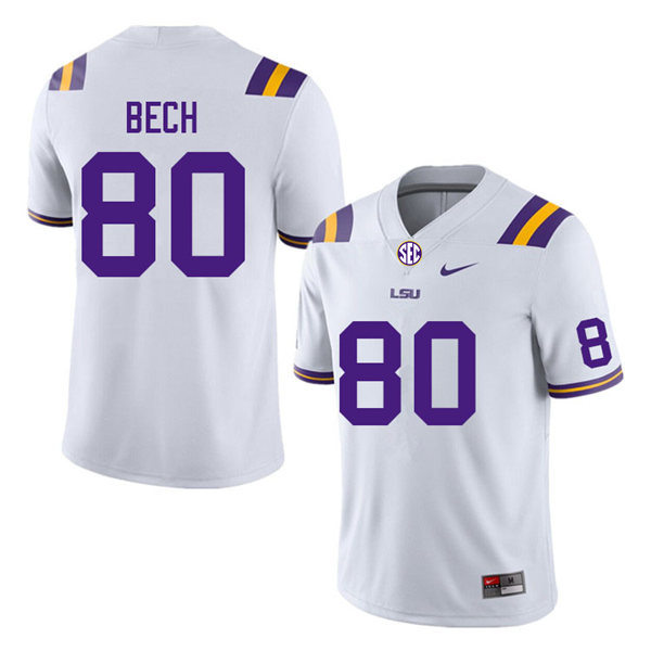 Mens LSU Tigers #80 Jack Bech Nike White College Football Game Jersey