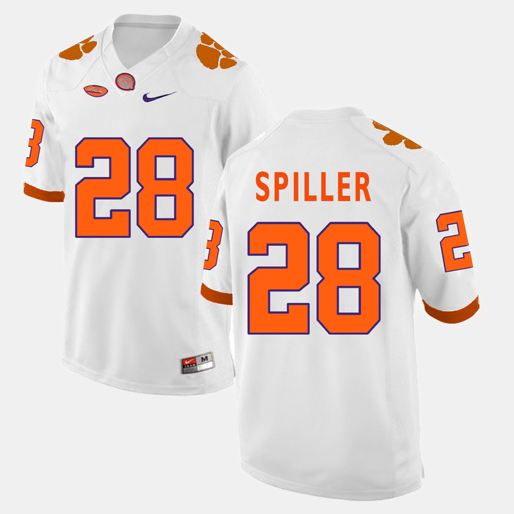 Mens Clemson Tigers #28 C.J. Spiller Nike White College Football Game Jersey
