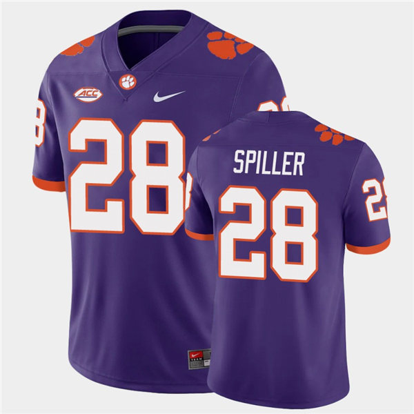 Mens Clemson Tigers #28 C.J. Spiller Nike Purple College Football Game Jersey