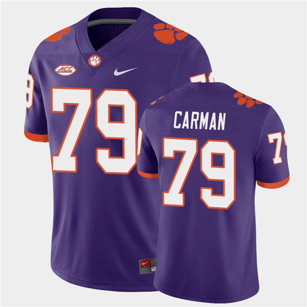 Mens Clemson Tigers #79 Jackson Carman Nike Purple College Football Game Jersey