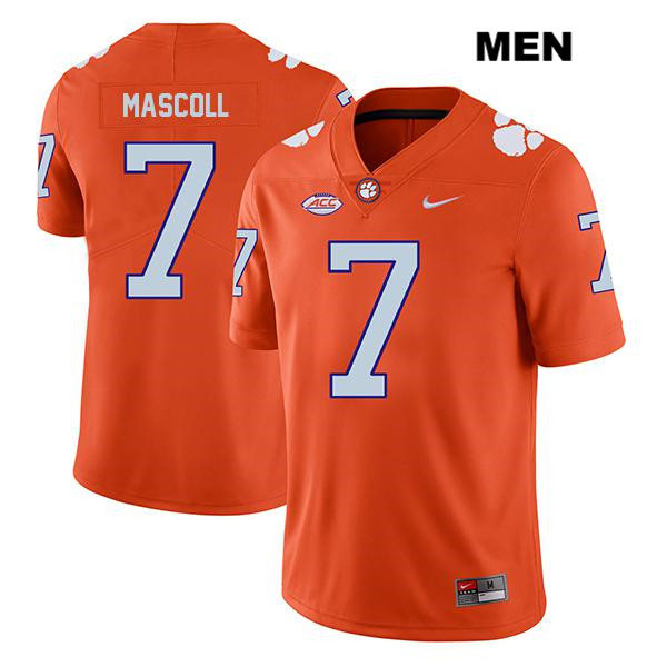 Mens Clemson Tigers #7 Justin Mascoll Nike Orange College Football Game Jersey