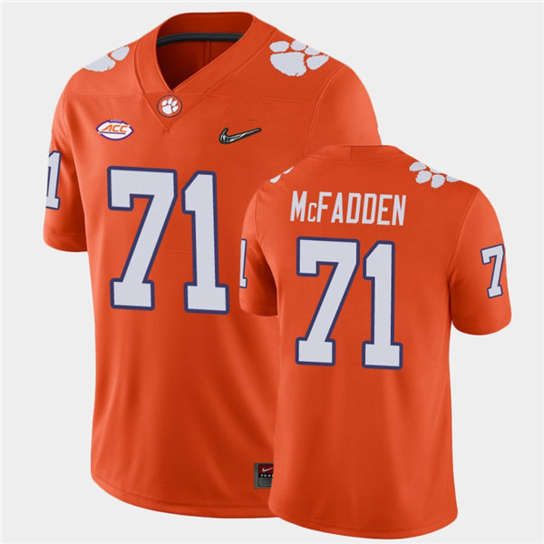 Mens Clemson Tigers #71 Jordan McFadden Nike Orange College Football Game Jersey