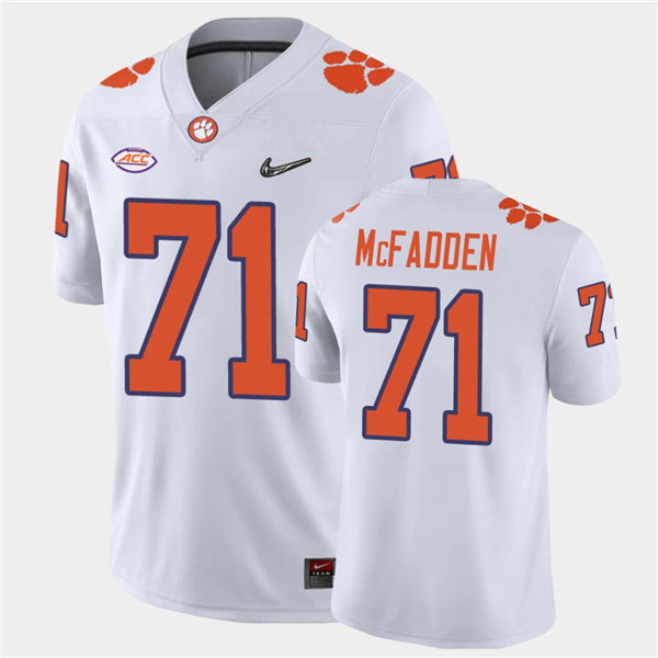 Mens Clemson Tigers #71 Jordan McFadden Nike White College Football Game Jersey