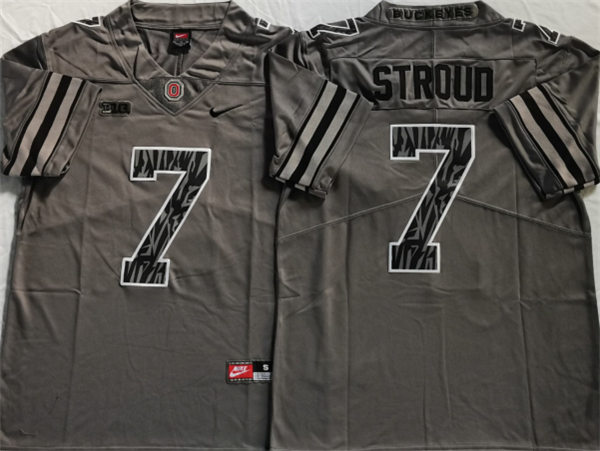 Mens Ohio State Buckeyes #7 C.J. Stroud Nike Grey Camo Football Jersey