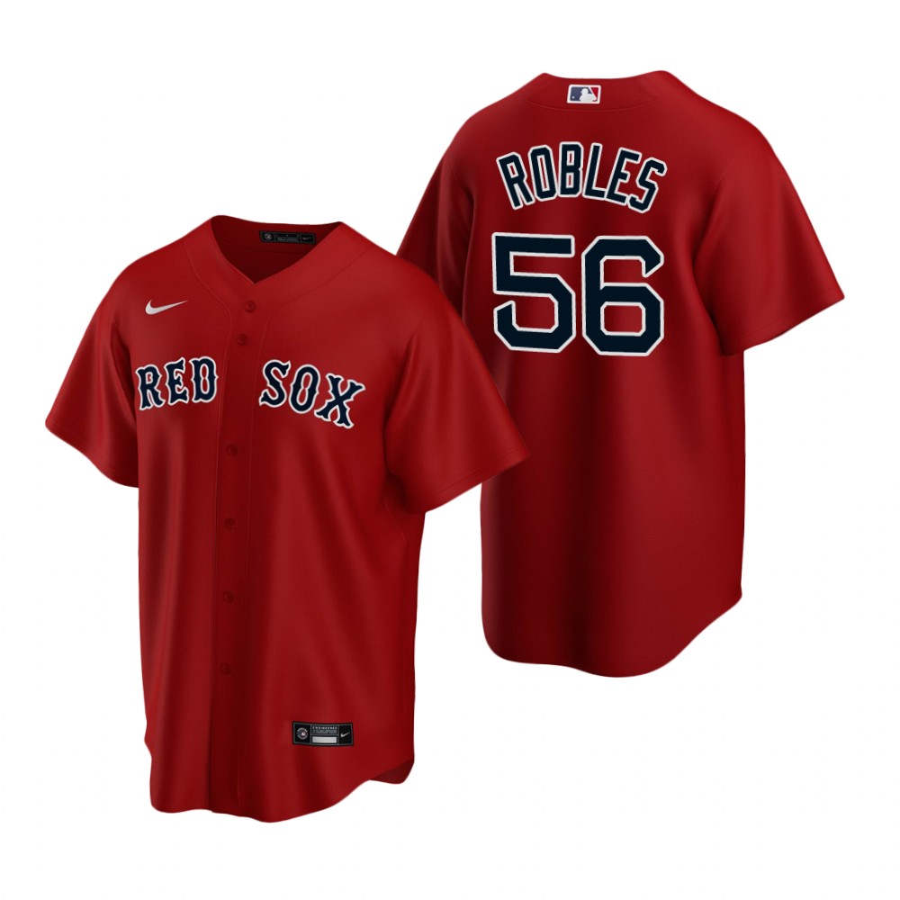 Mens Boston Red Sox #56 Hansel Robles Nike Red Alternate Cool Base Jersey