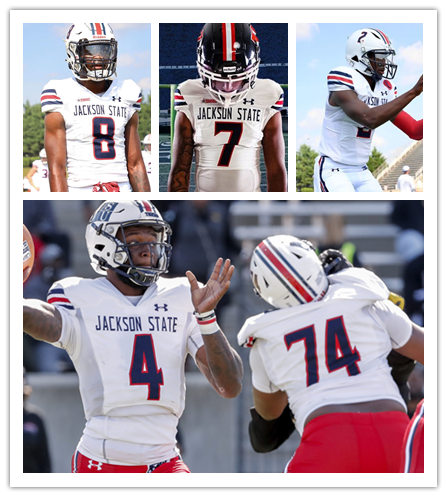 Mens Jackson State Tigers Custom Lem Barney Shedeur Sanders Aubrey Miller Jr. James Houston Under Armour White Navy Football Jersey 