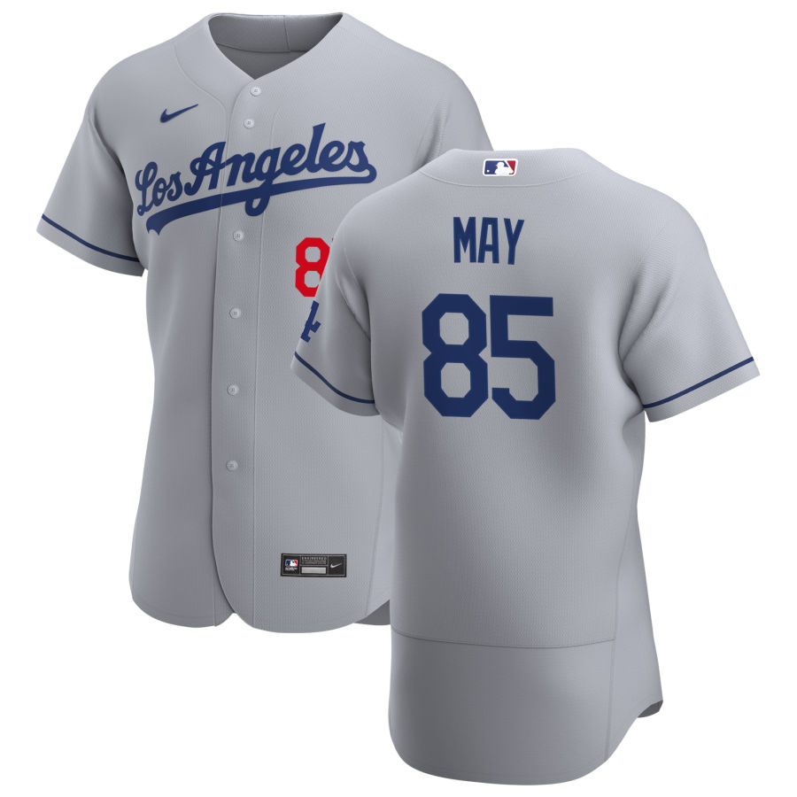 Mens Los Angeles Dodgers #85 Dustin May Nike Grey Los Angeles FlexBase Jersey