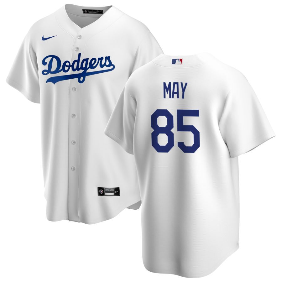 Youth Los Angeles Dodgers #85 Dustin May Nike White Home Cool Base Jersey