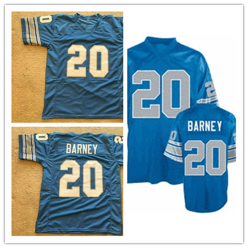 Mens Detroit Lions #20 Lem Barney 1968 Mitchell & Ness Blue Throwback Jersey