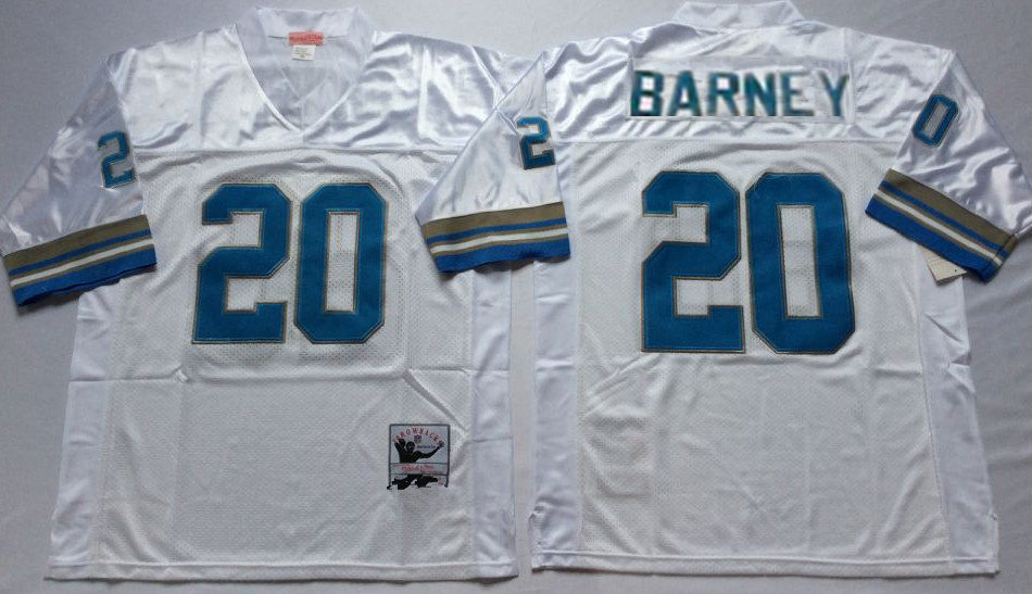 Mens Detroit Lions #20 Lem Barney 1968 Mitchell & Ness White Throwback Jersey