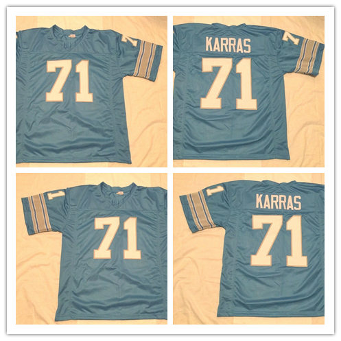 Mens Detroit Lions #71 Alex Karras 1965 Mitchell & Ness Blue Throwback Jersey