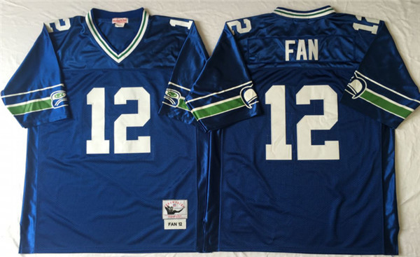 Mens Seattle Seahawks 12 Fan Mitchell & Ness Royal Legacy Throwback Jersey