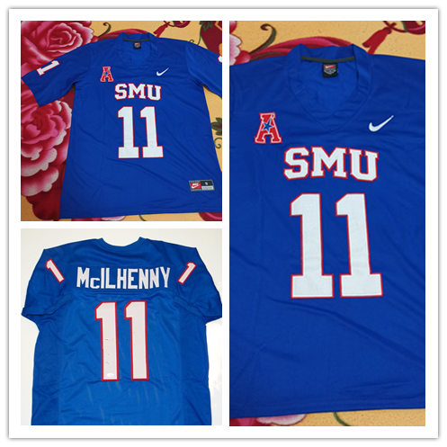 Mens SMU Mustangs #11 Lance McILhenny Nike Full Blue Retro Football Jersey