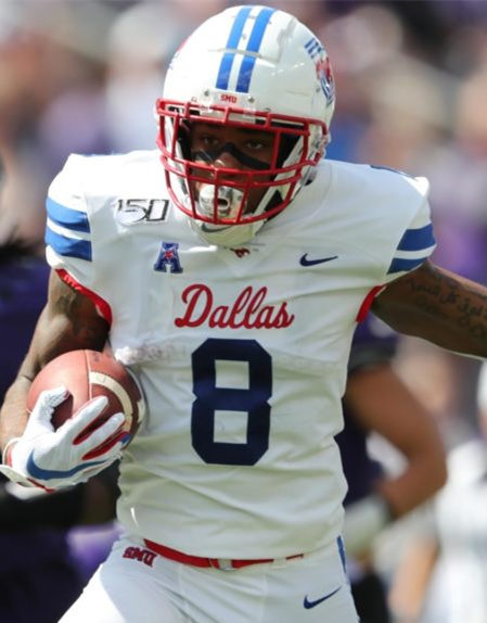 Mens SMU Mustangs #8 Tanner Mordecai Nike White Blue Dallas Football Game Jersey