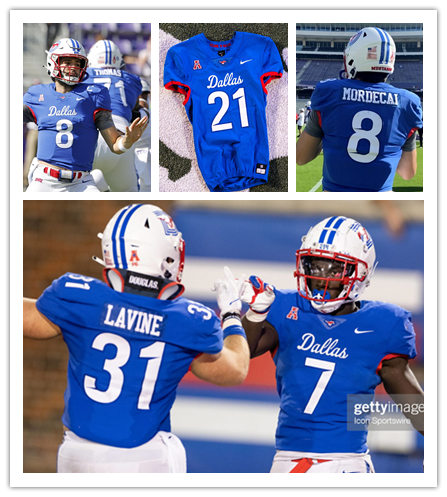 Mens Youth SMU Mustangs Custom Nike 2022 AAC Blue Dallas Football Game Jersey